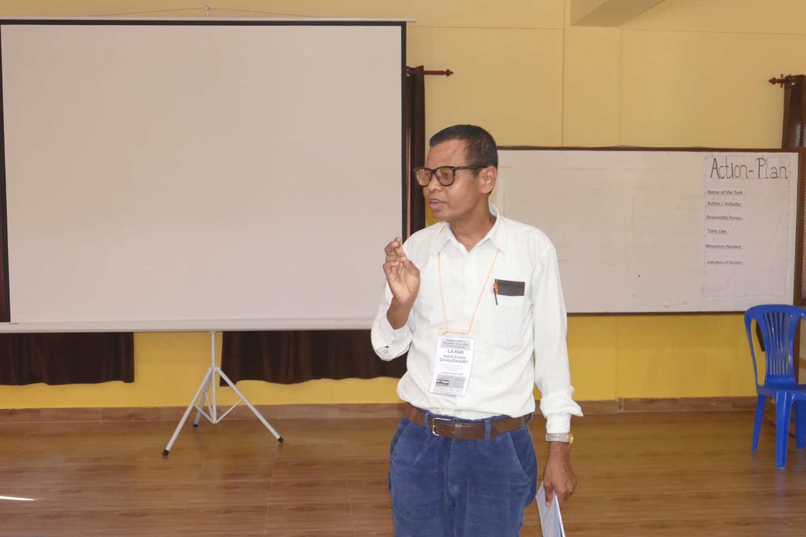 A participant sharing reflections with the group
