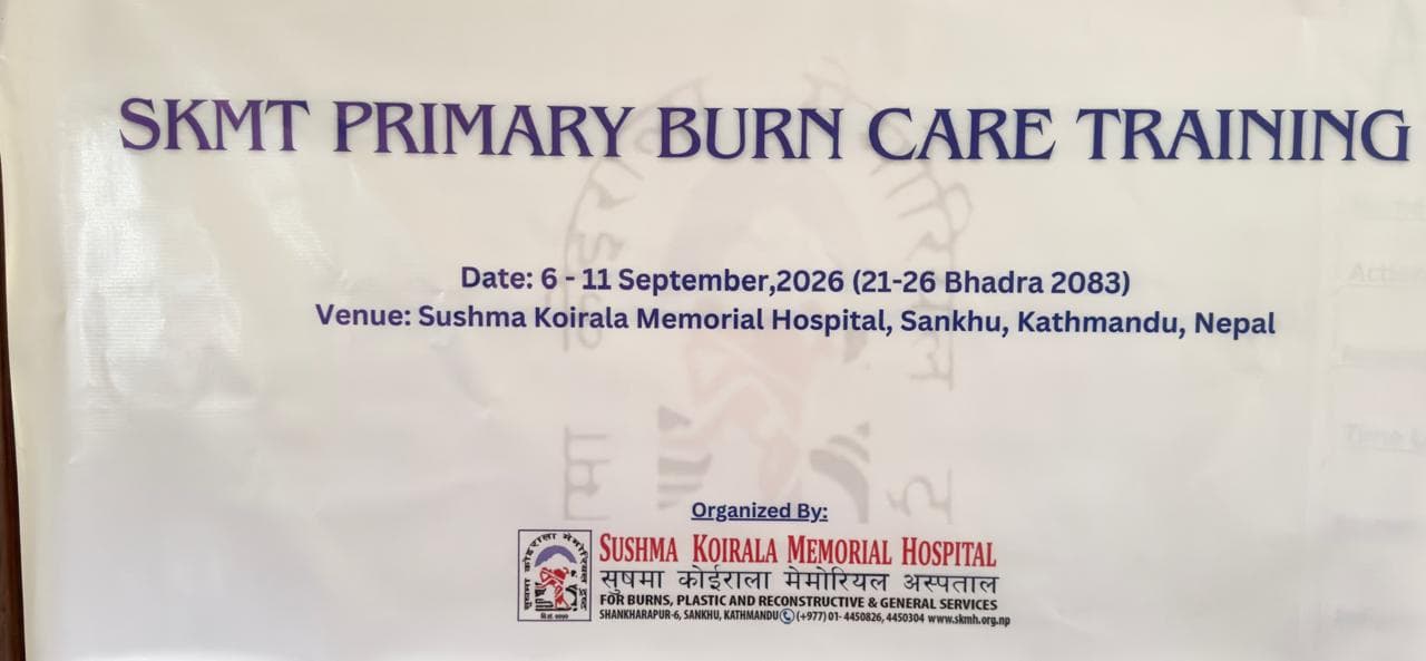 Training banner at the venue, Sushma Koirala Memorial Hospital, Sankhu
