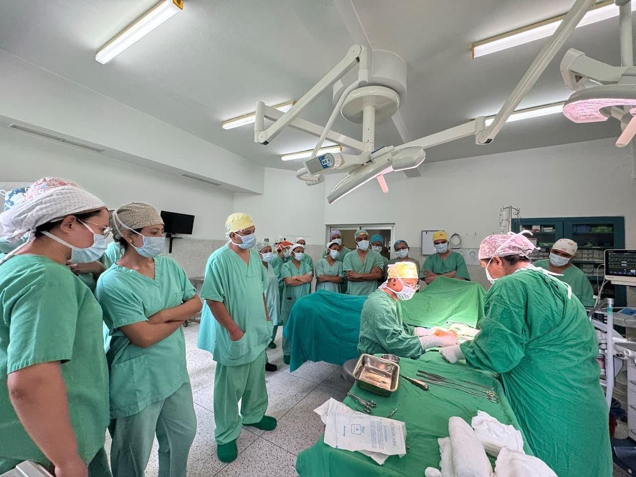 Close observation of surgical technique in theatre