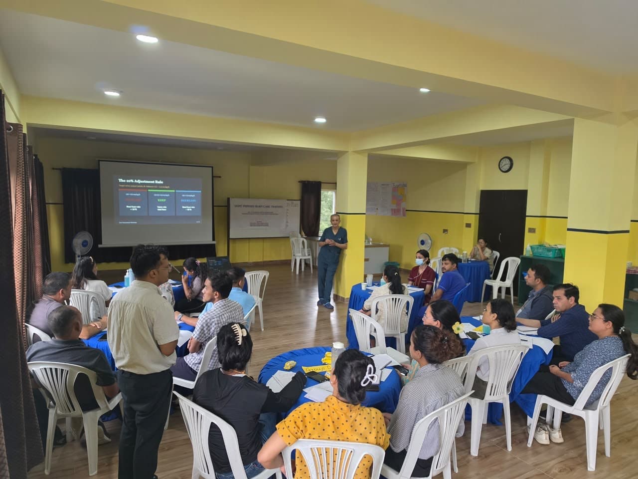 Fluid resuscitation session in the training hall