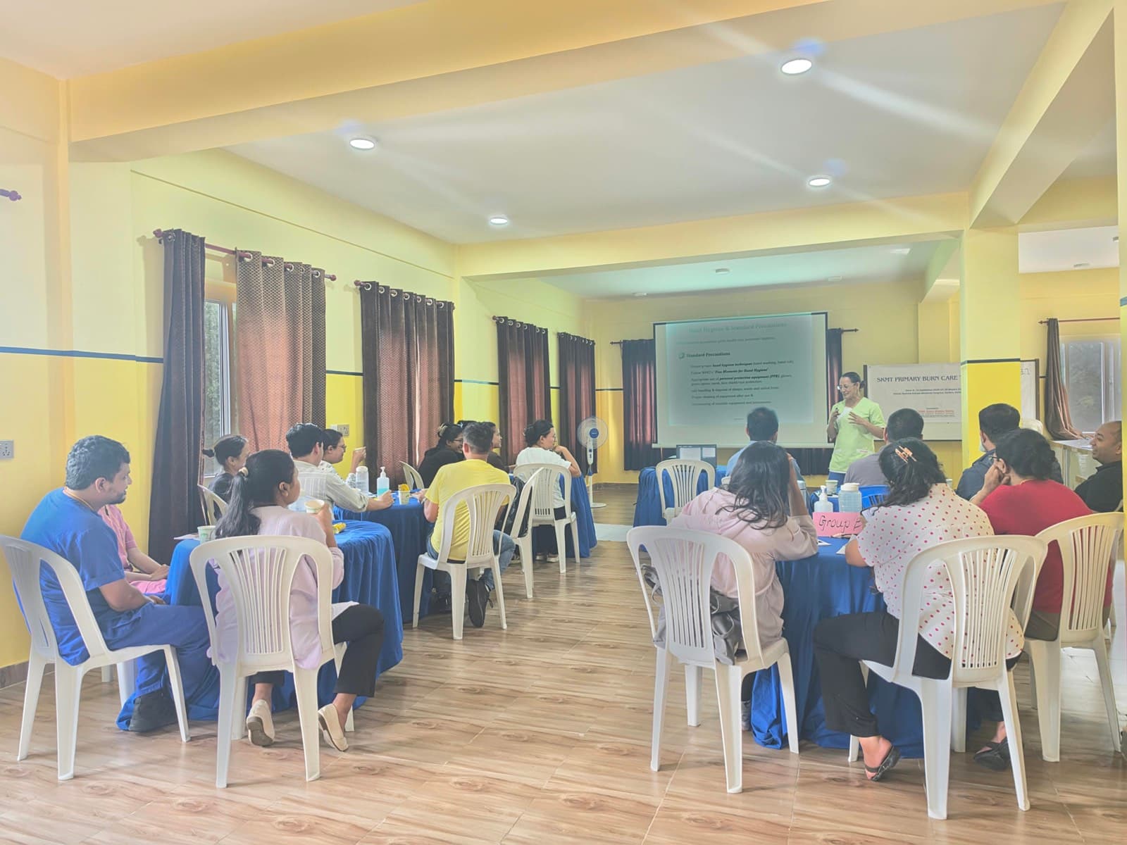 Lecture in progress in the training hall