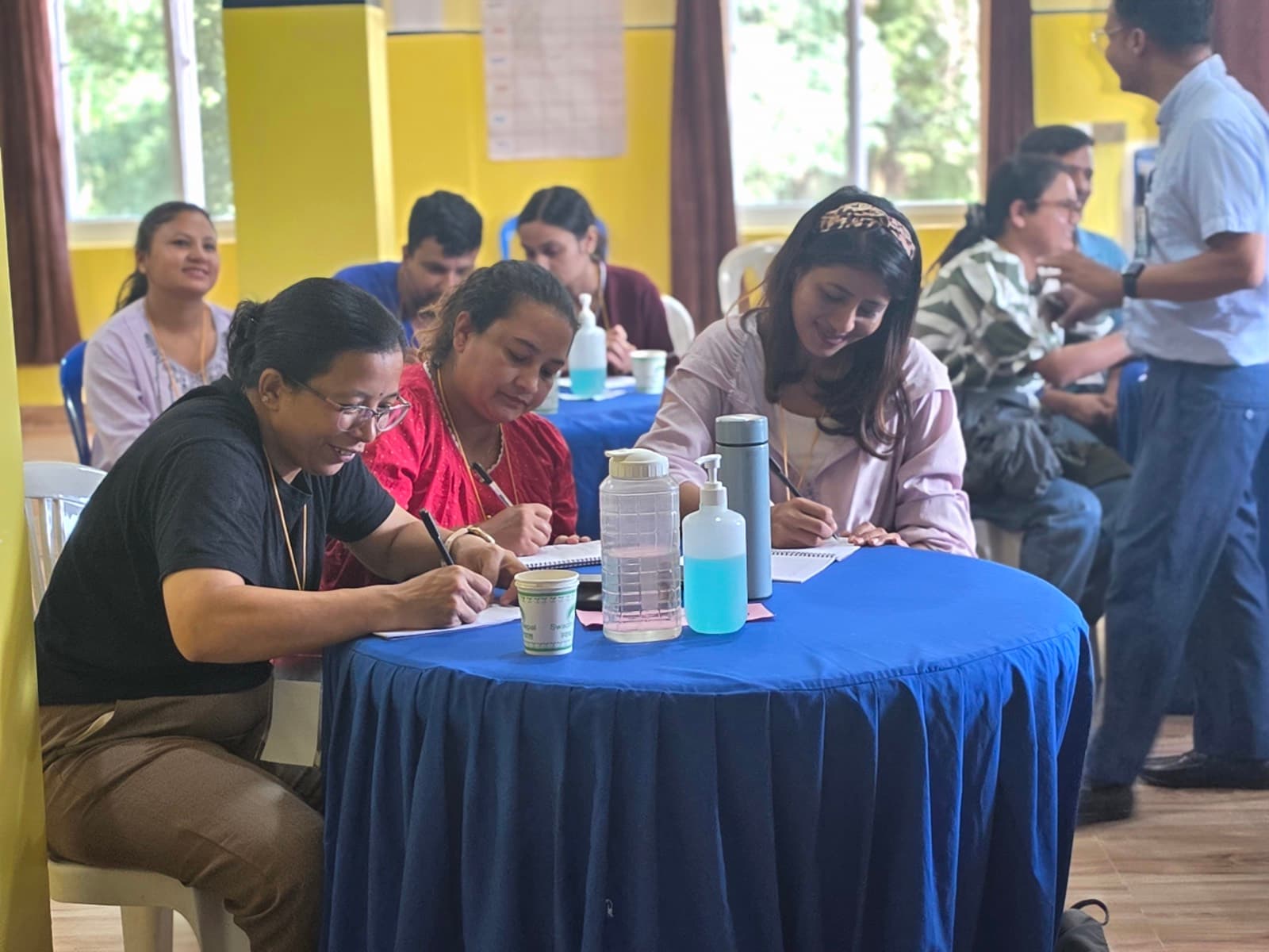 Participants working through the day's exercises
